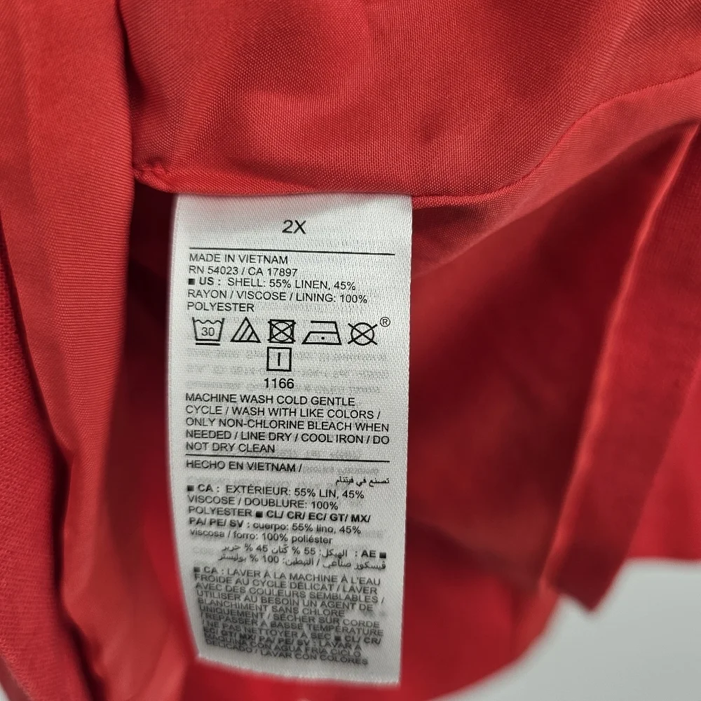 Old Navy Red Linen Blend Button Front Vest Plus Size 2X - Picture 5 of 5